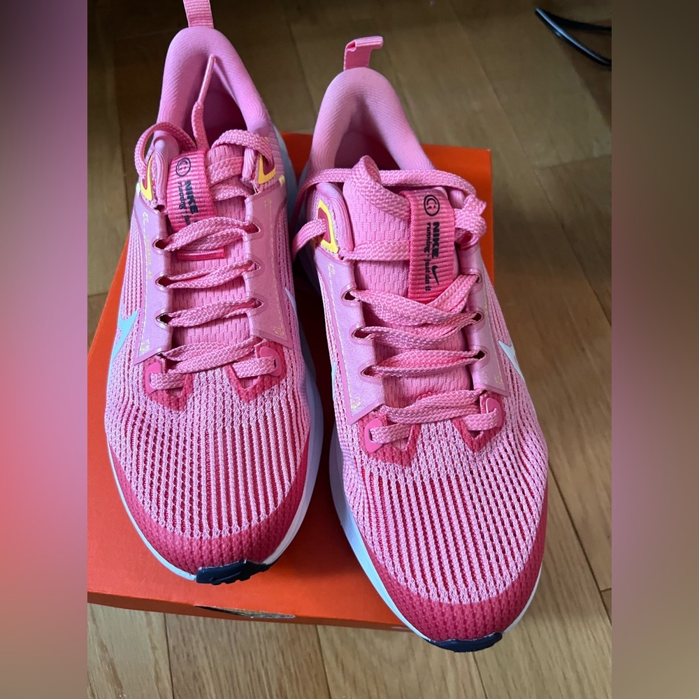 New - in box. Nike Air Zoom Pegasus 2Y. Child size pink sneakers.